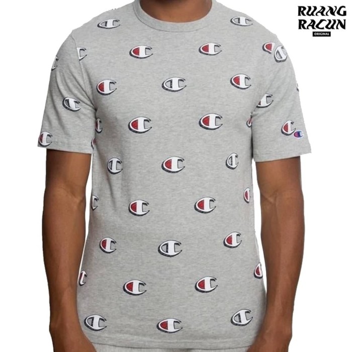 Champion Boys Heritage Tee Shirt All Over Print Graphic Top Cotton Short Sleev Medium, All Over Script Black