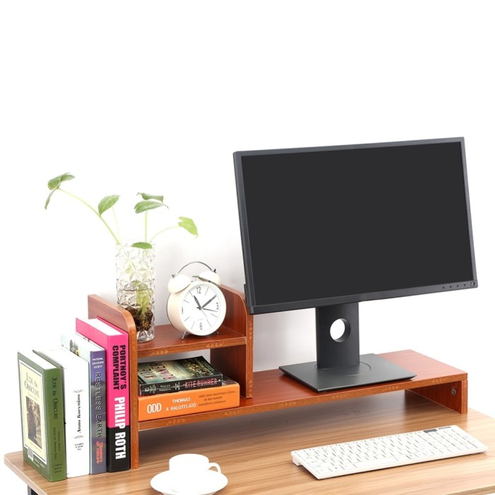 Jual Computer Laptop Monitor Riser Stand Desktop Wooden Storage Organizer Kota Surabaya Blink Tokopedia