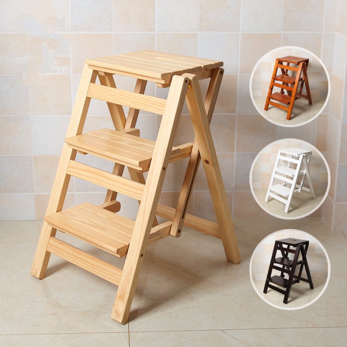 Jual Multi Functional Ladder Stool Chair Bench Seat Wood Step Ladder Stool Chair Bench Seat Wood Step