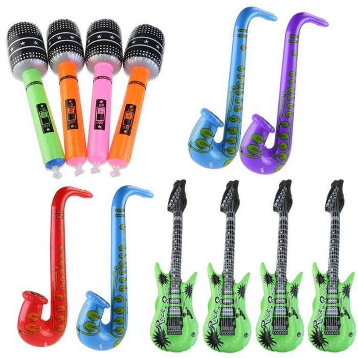 12 INFLATABLE MICROPHONES 12 INFLATABLE ASSORTED COLOR GUITARS KARAOKE