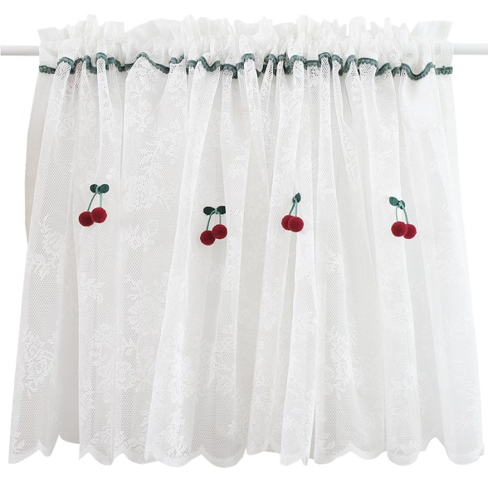 Jual Past Kitchen Curtains With Lovely Cherry Decoration Past Kitchen Curtains With Lovely Cherry Decoration Embroidered