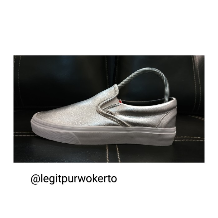 silver vans slip on