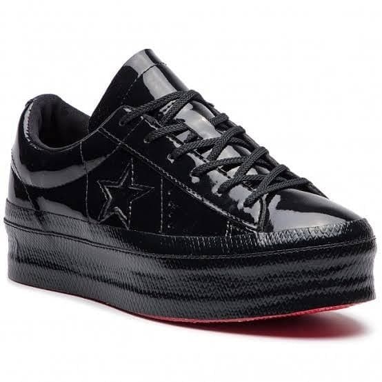 converse one star platform ox black trainers