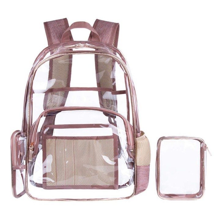 Jual Clear Transparent Backpack Pvc Zipper School Bag Camping