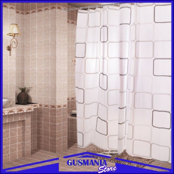 Jual Tirai Kamar Mandi Anti Air Ada Pengait Shower Curtain Gorden