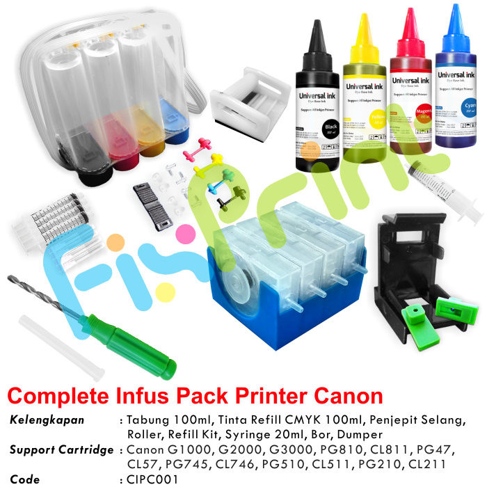 Jual Paket Infus Printer Canon iP2770 MP287 MP237 MP258 