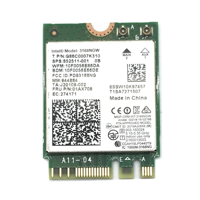 BT4.2 802.11AC NGFF Intel Dual Band 3168NGW WiFi M2 HP 852511-001 WLAN Card
