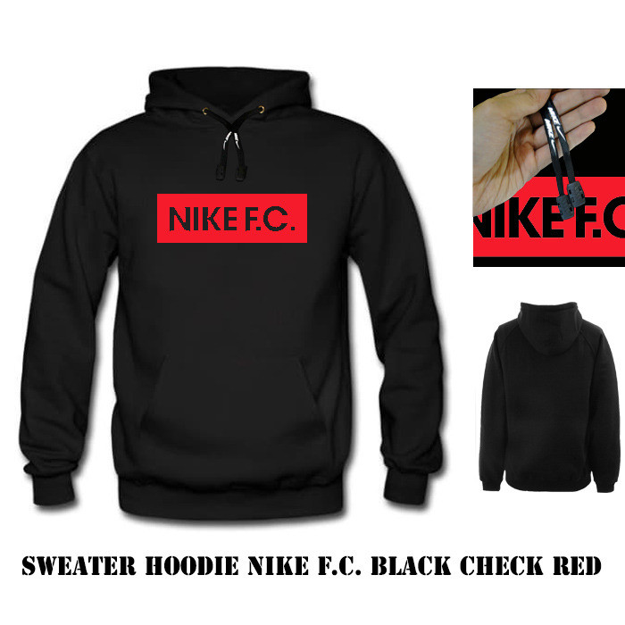 nike fc hoodie black and red