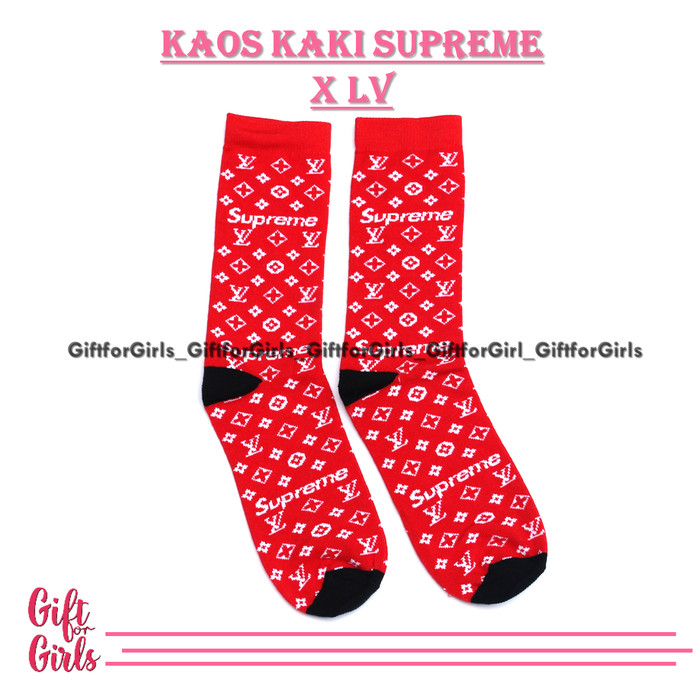 Jual kaos  kaki  supreme X Lv kaoskaki motif premium kaos  