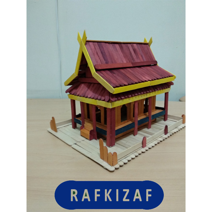 Jual Prakarya  Maket Miniatur Rumah Riau dari  Stik  Es Krim  