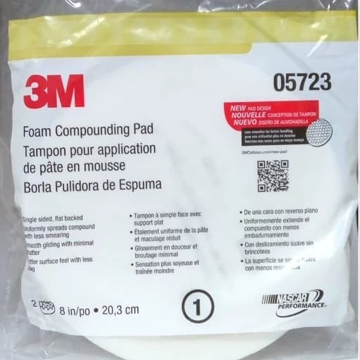 3M 05723 8/" Foam Compounding Pad, Pack of 2
