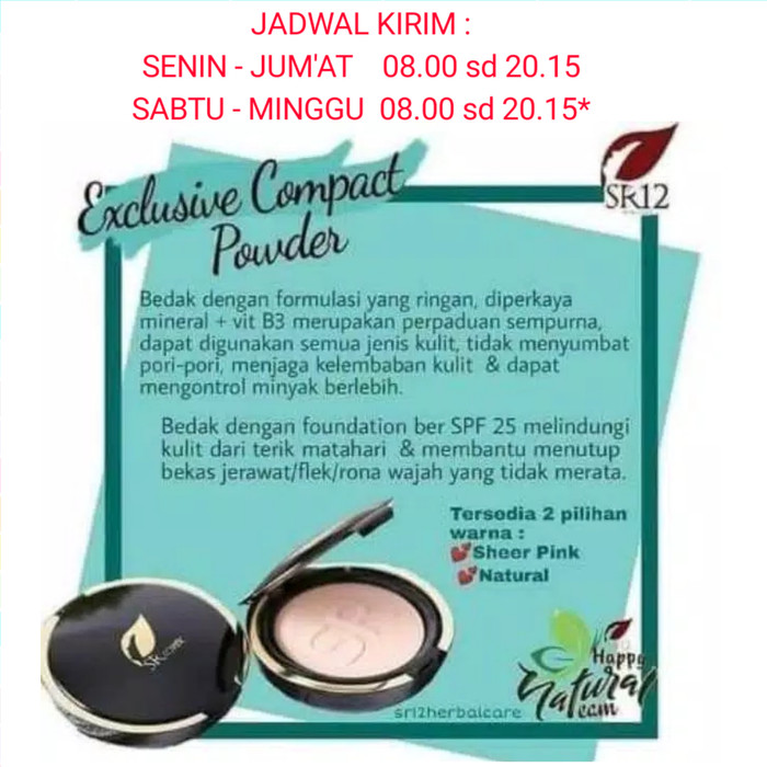 Jual SR12 BEDAK / COMPACT POWDER SR 12/NATURAL/ SHEER PINK / ANTI