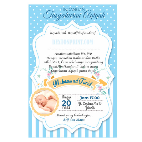 Jual Undangan Tasyakuran Syukuran Aqiqah Biru Pink 