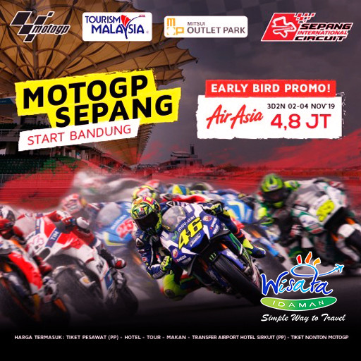 Jual Dp Motogp Sepang Start Bandung 3 Hari November By Air Asia Jakarta Selatan Wisata Idaman Tokopedia