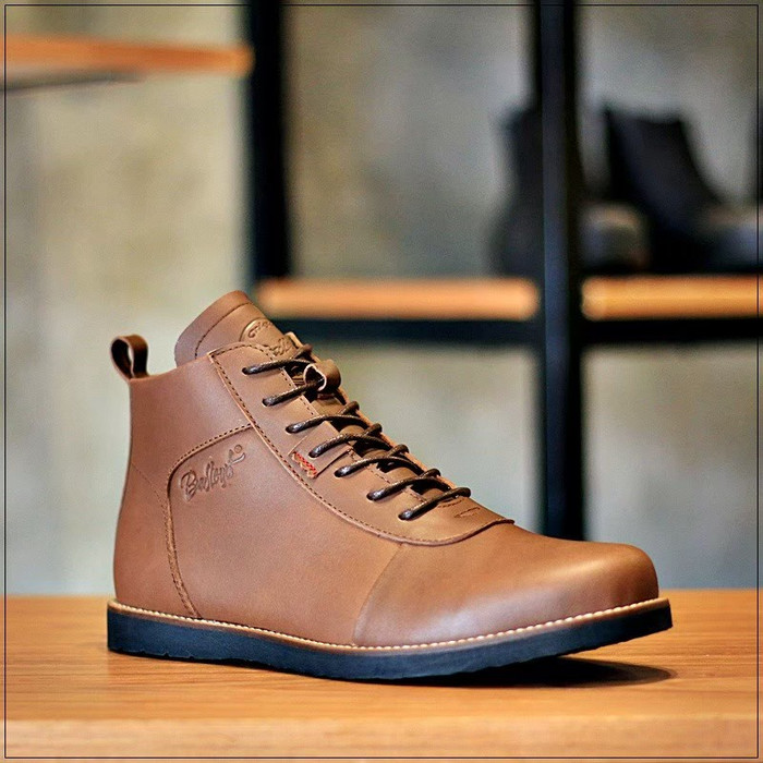 Jual Sepatu  Boots Kulit Casual dan Formal Pria  Brown  