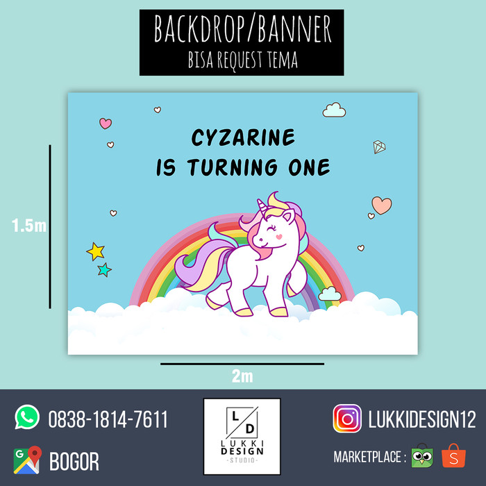 Jual Backdrop Banner Ulang Tahun Tema Unicorn Kab Bogor