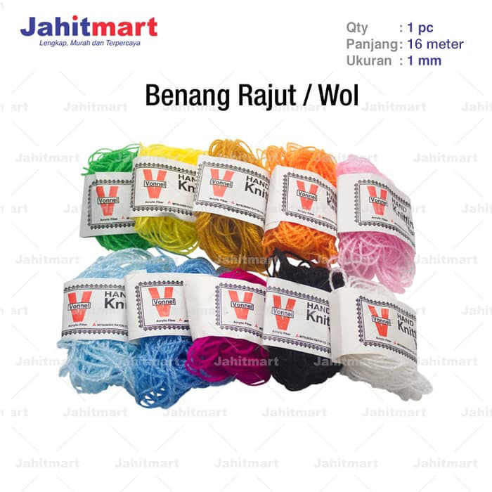 Jual BENANG  RAJUT TALI WOL  1mm x 150m PER ROLL 