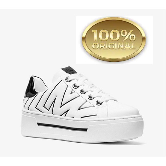 ashlyn embossed logo leather platform sneaker