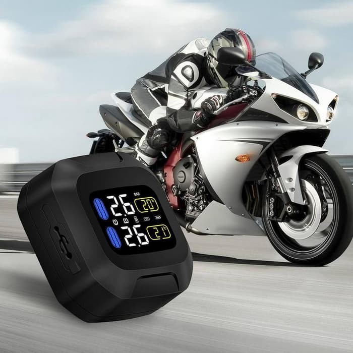 CAREUD TPMS Sensor Tire Pressure Monitoring System Real Time Monitoring Pressure and Temperature for Motorcycle External Sensor (Black)