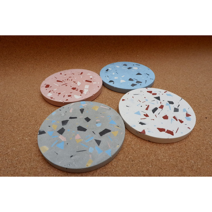 Jual Terrazzo Concrete Coaster (Tatakan Gelas - Beton) [Circle] - Grey