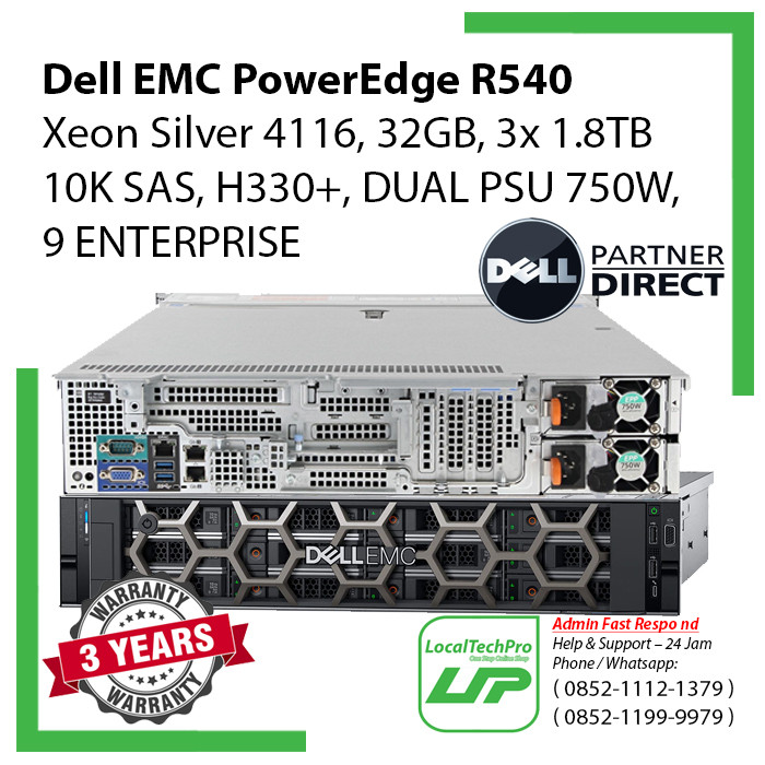 Jual Server Dell R540 Xeon Silver 4116 32GB 3x 1.8TB SAS 