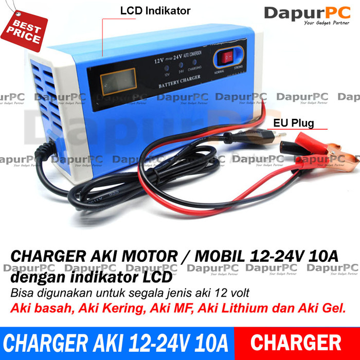 Jual Charger Aki Portable 12-24V 10A Mobil Motor