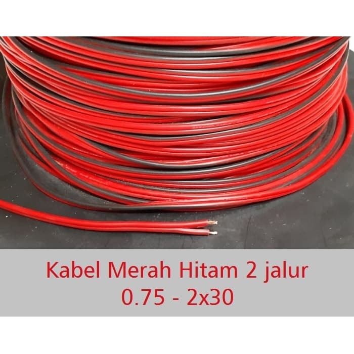 Jual Kabel  Serabut Merah  Hitam  2 jalur 0 75 2x30 Kota 