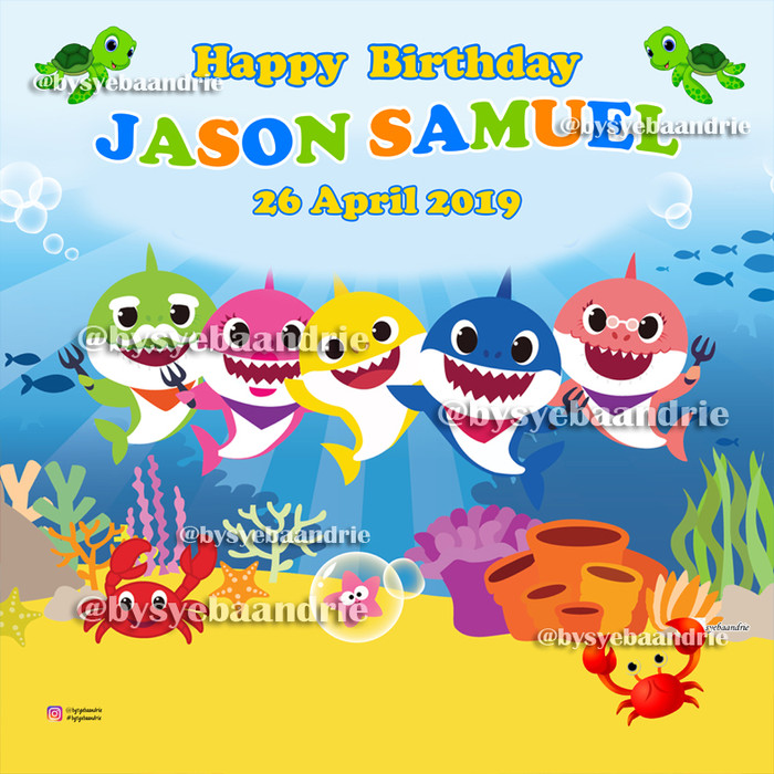 Jual Backdrop Banner Background Ultah Baby Shark And Pinkfong
