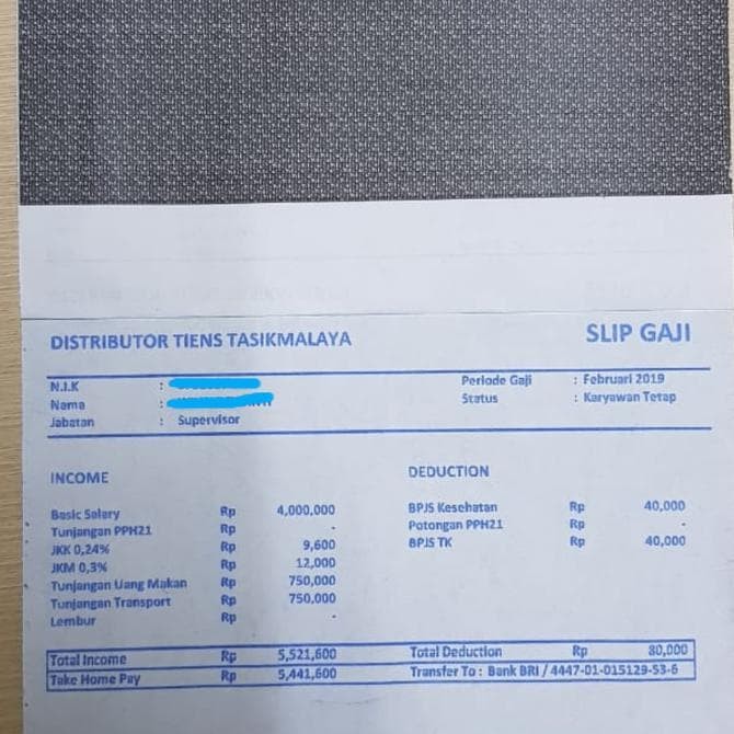 Contoh Slip Gaji Karyawan Laundry Guru Paud