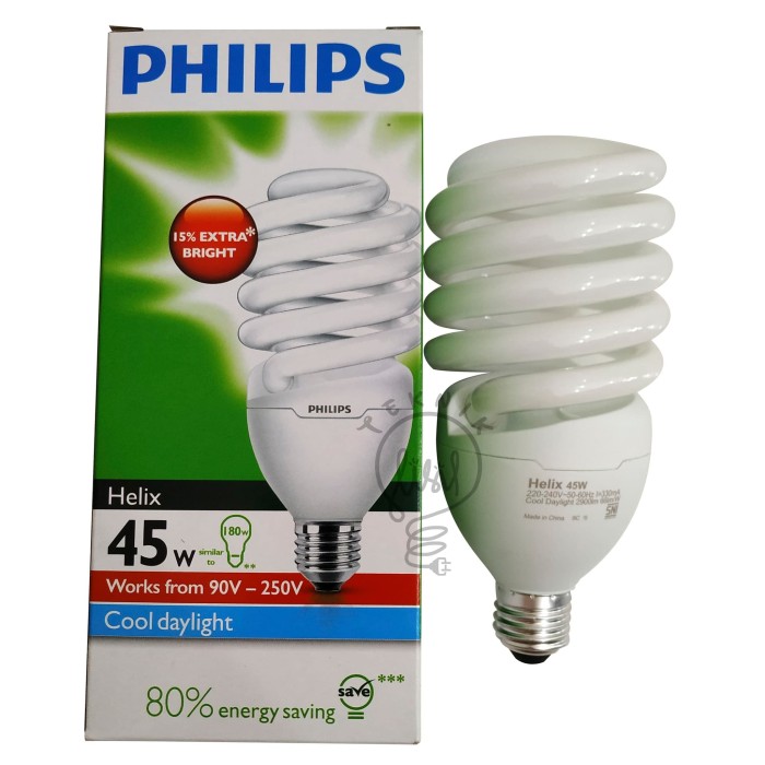 Jual LAMPU PHILIPS HELIX TORNADO 45W BOHLAM CFL SPIRAL 45 W WATT PUTIH