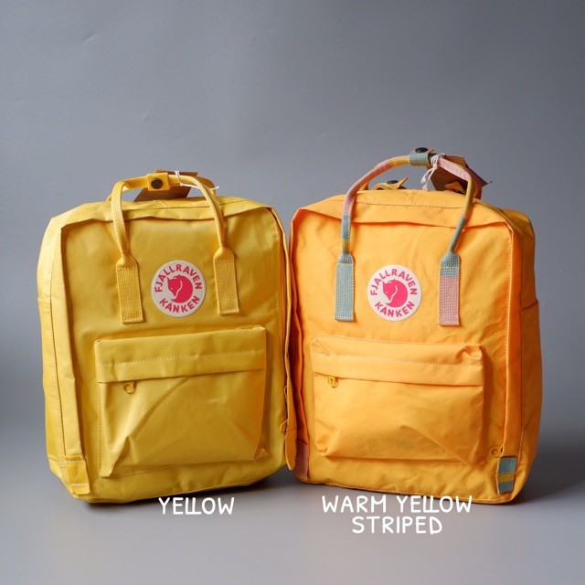 yellow kanken with stripes