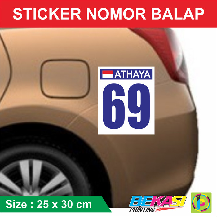 Jual Custom Nama Nomor Balap Sticker Mobil Racing Drift Bendera