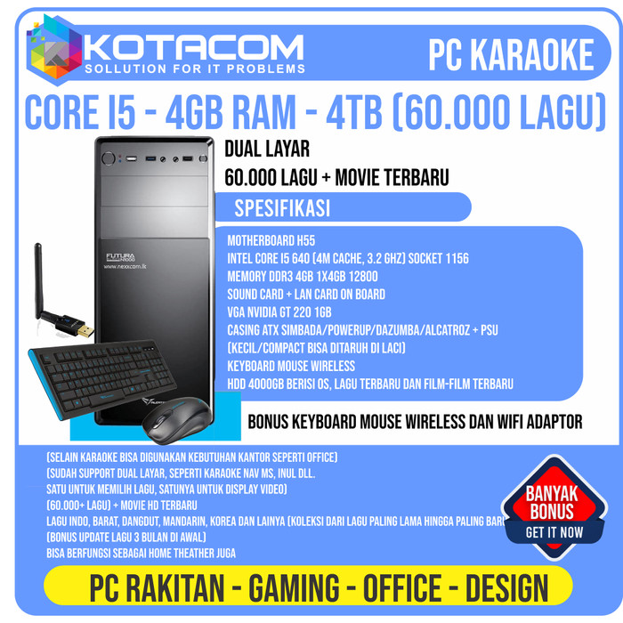 Jual Pc Rakitan Player Karaoke 4tb 60 000 Lagu Bukan Geisler