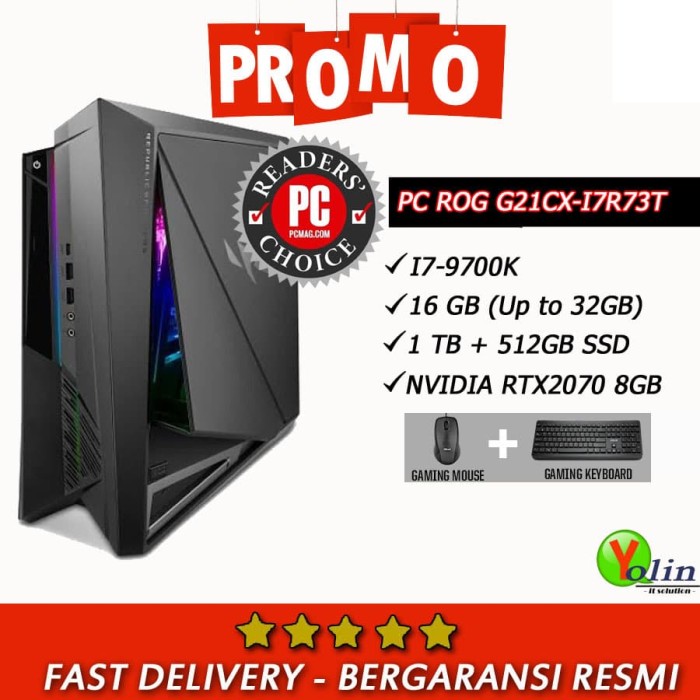 Jual ASUS PC ROG G21CX-I7R73T I7-9700K 16GB 1TB 512GB SSD 