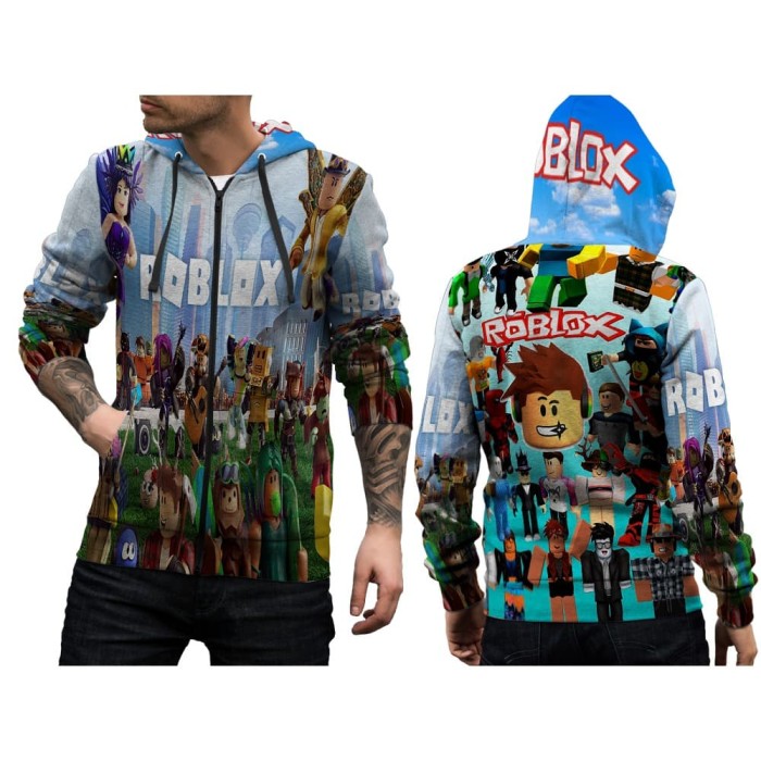 Jual Jaket Hoodie Pria Fullprint Tema Roblox Zipper Art 1 Kab - roblox ninja vest roblox