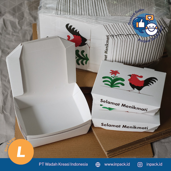 Jual Ayam Jago Paper Lunch Box LARGE Take Away Box Food Grade 