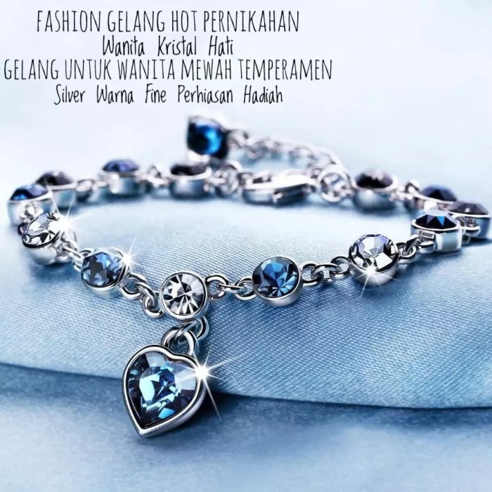 Jual Perhiasan Gelang Kristal Hati Hadiah Untuk Wanita  