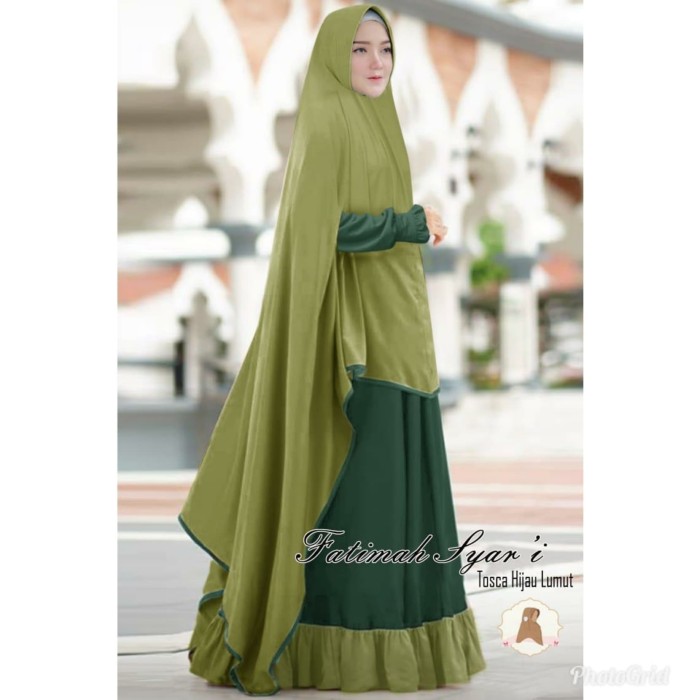 20+ Ide Gamis Hijau Lumut Cocok Dengan Jilbab Warna Apa