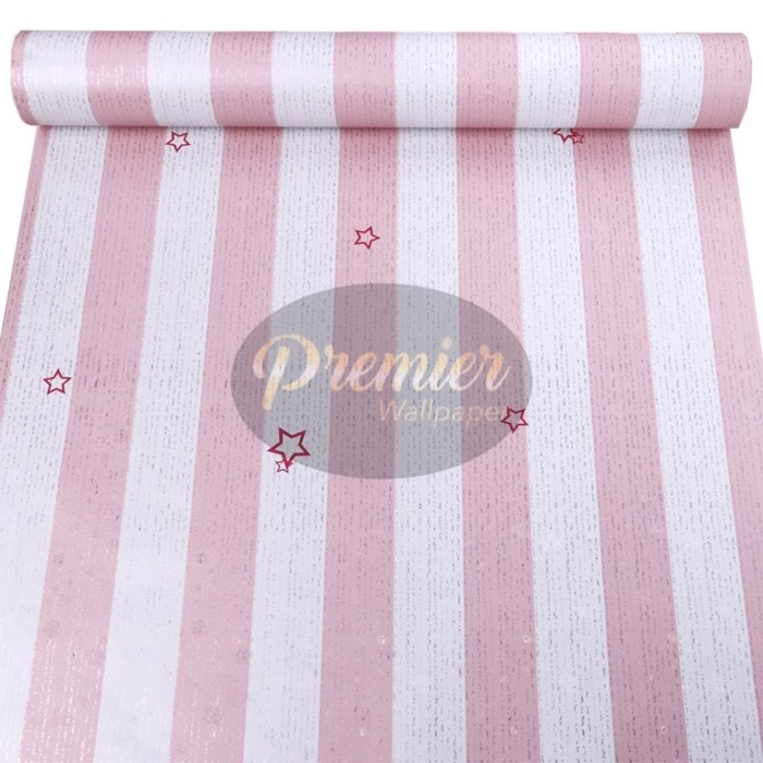 Jual Wallpaper Garis  Pink  Bintang 45Cm x 10M Jakarta 