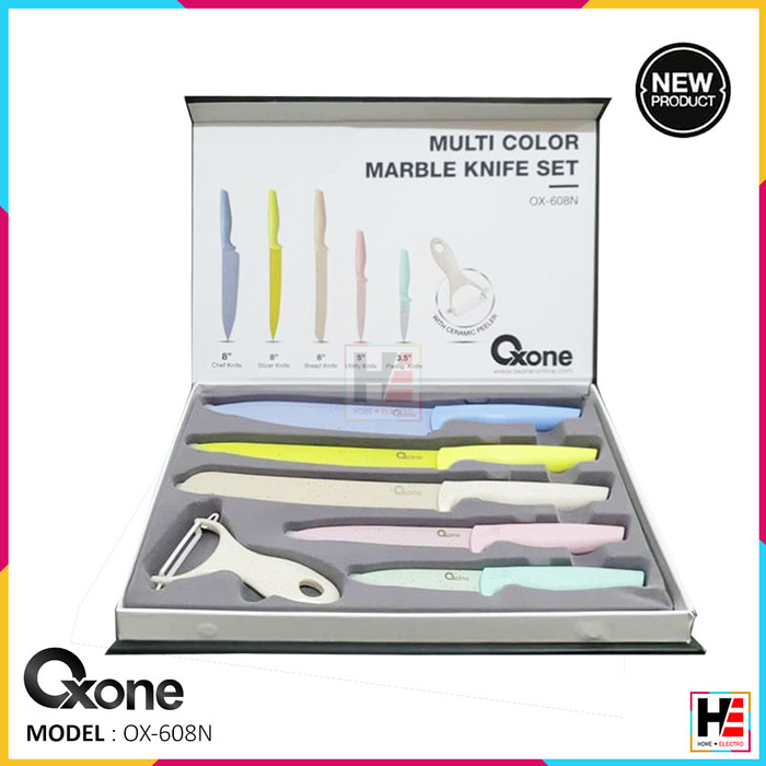 Jual Pisau Dapur Set Oxone OX-608N Multi Color Marble Knife Set ...