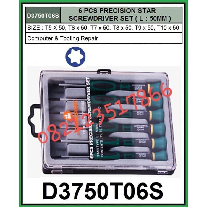 Jonnesway D3750T06S 6 Pcs Precision STAR Screwdriver Set T5-T10