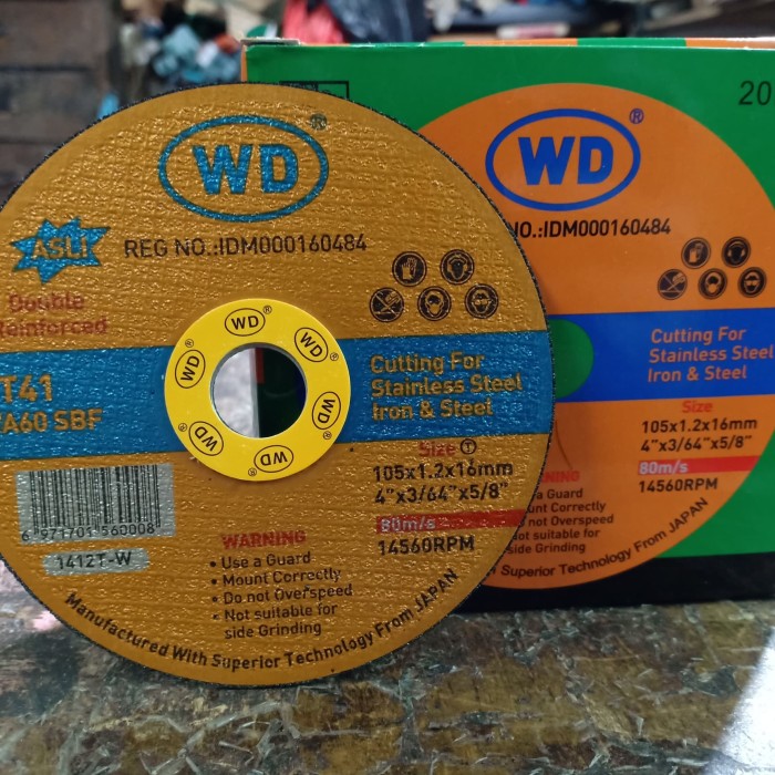 Jual WD Cutting Disc 4" T41 WA60 SBF isi 20 pcs Jakarta Barat