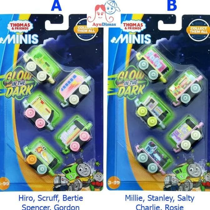 Thomas /& Friends Glow In The Dark Minis Salty Stanley Charlie Rosie Millie