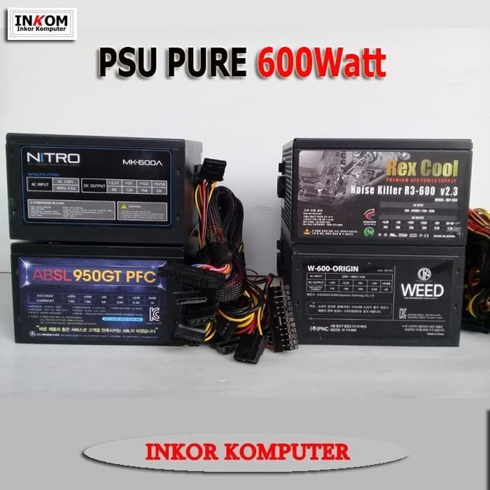 Jual Power Supply PC Gaming PSU 600W Merk Campur Murah 