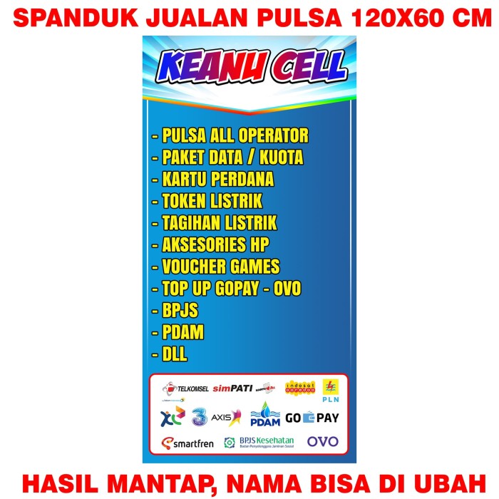 Jual Spanduk Banner Konter Pulsa ukuran 60cm x 120cm TIPE