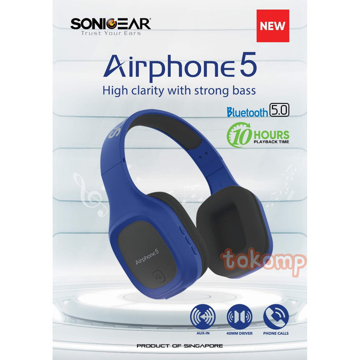 Jual Headphone Bluetooth Sonicgear Airphone 5 with Mic