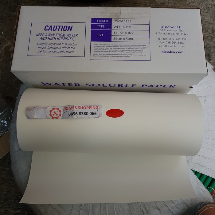 Jual water soluble paper dissolvo Jakarta Barat homes shopping