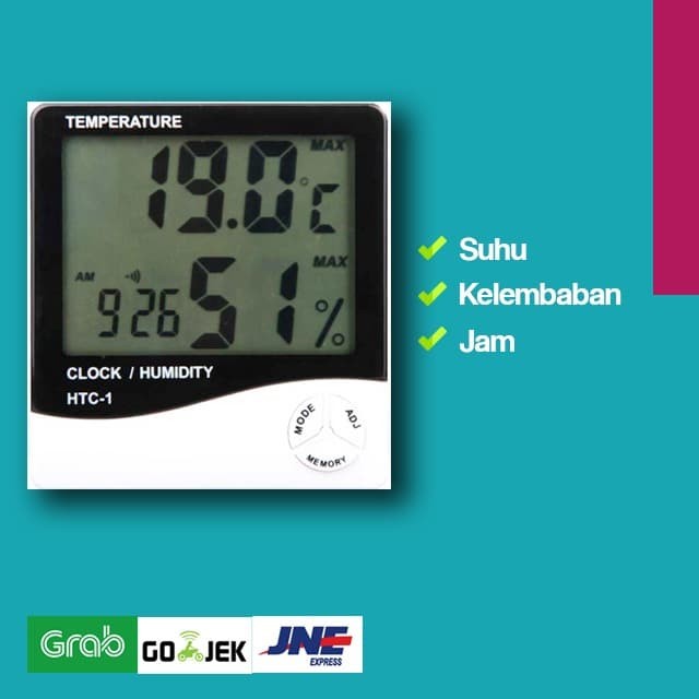 Jual Termometer Pengukur Suhu Ruangan Dinding Jam Alarm Digital