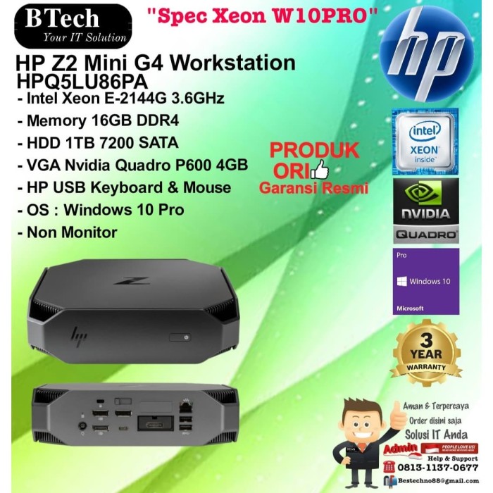 Jual HP Z2 Mini G4 WorkStation - HPQ5LU86PA Xeon E-2144G