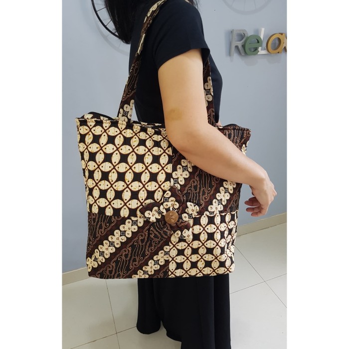 Jual Tas  Tote Besar  Batik ukuran  42cmx40cm berlapis 